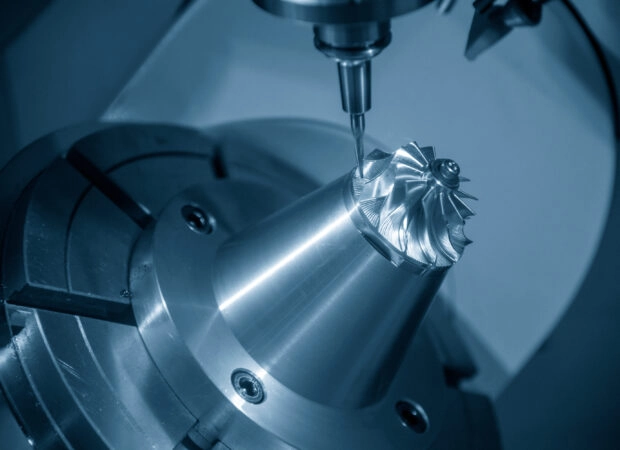aube de turbine pendant un controle de metrologie