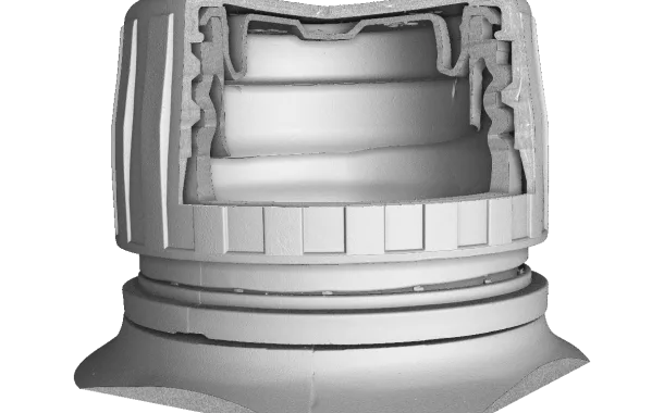Coupe tomographique d'un bouchon de bouteille plastique