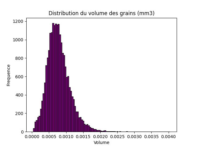 Distribution des tailles de volume de grains